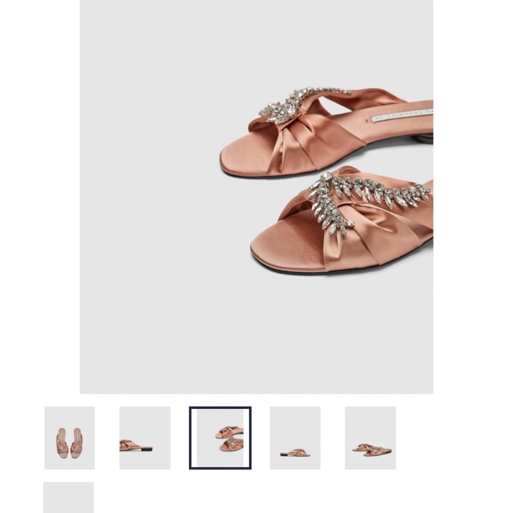 Zara Satin Slides With Rhinestones - Picture 4 of 7